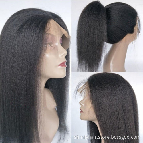 100% Brazilian Human Hair Wigs Kinky Straight Lace Front Wig Pre Plucked HD Transparent Lace Wig Raw Hair Wholesale Vendor